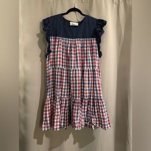 Plaid Ruffle Sleeve Dress